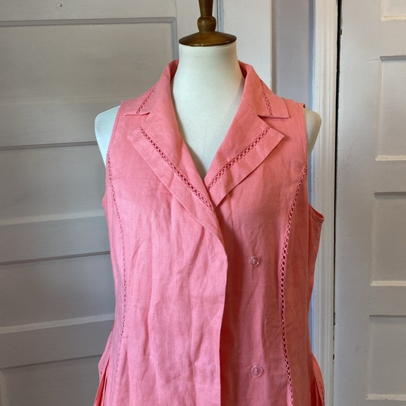 Jones New York Peach Linen Belted Wrap Dress, Size 8 - Picture 13 of 17